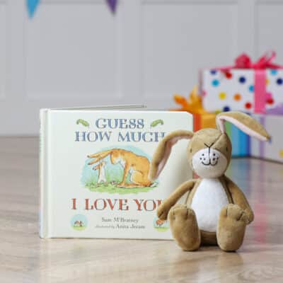 Nutbrown hare soft toy and Guess How Much I Love You board book Personalised Baby Gift Offers and Sale