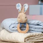 Peter Rabbit signature collection personalised baby comfort blanket and wooden rattle gift set Baby Gift Sets 6