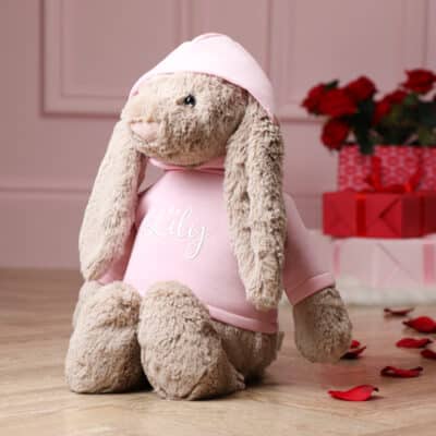 Valentines personalised Jellycat HUGE bashful bunny soft toy with hoodie Jellycat 2