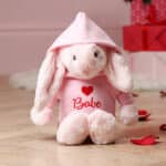 Valentines personalised Jellycat medium pink bashful bunny soft toy with hoodie Jellycat 3
