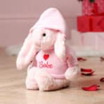 Valentines personalised Jellycat medium pink bashful bunny soft toy with hoodie Jellycat 4