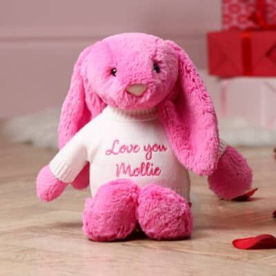 Valentines personalised Jellycat hot pink bashful bunny soft toy Jellycat
