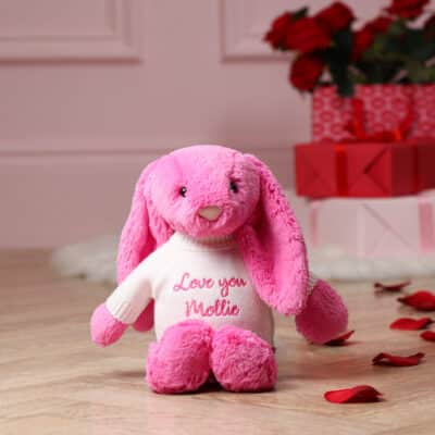 Valentines personalised Jellycat hot pink bashful bunny soft toy Jellycat 2