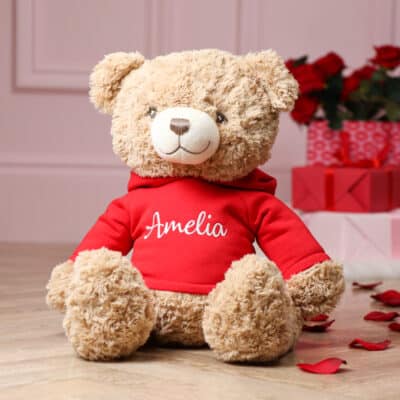 Valentines personalised keeleco bramble recycled large teddy bear with hoodie Keel Toys
