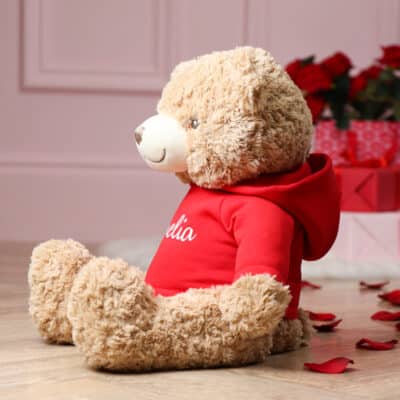 Valentines personalised keeleco bramble recycled large teddy bear with hoodie Personalised Soft Toys 2
