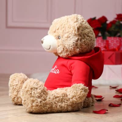 Valentines personalised keeleco bramble recycled large teddy bear with hoodie Keel Toys 3