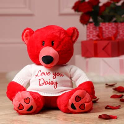 Valentines Personalised Mood Bear – Large Love Bear with jumper Valentine's Day Gifts 2