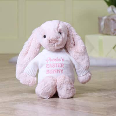 Personalised Jellycat blush pink bashful Easter bunny soft toy Easter Gifts