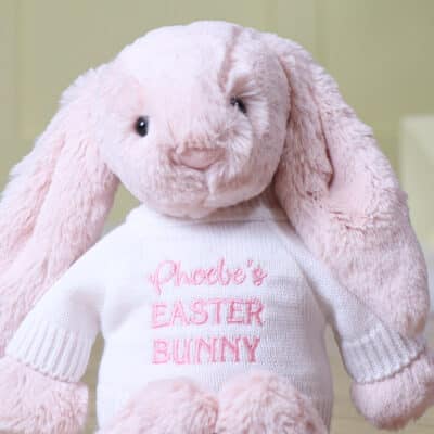 Personalised Jellycat blush pink bashful Easter bunny soft toy Easter Gifts 2