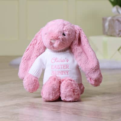 Personalised Jellycat petal pink bashful Easter bunny soft toy Easter Gifts