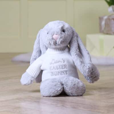 Personalised Jellycat silver bashful Easter bunny soft toy Easter Gifts