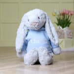 Personalised Jellycat HUGE bashful silver bunny soft toy with pastel hoodie Baby Shower Gifts 3