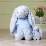 Personalised Jellycat HUGE bashful silver bunny soft toy with pastel hoodie Baby Shower Gifts 4