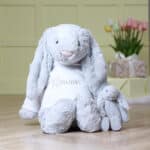 Personalised Jellycat HUGE bashful silver bunny soft toy with white hoodie Baby Shower Gifts 4