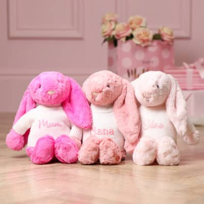 Personalised Jellycat pink bashful bunny soft toy with Mother’s Day jumper Mother's Day Gifts
