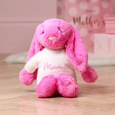 Personalised Jellycat pink bashful bunny soft toy with Mother’s Day jumper Mother's Day Gifts 2