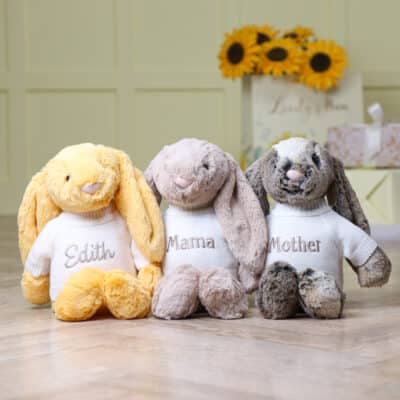 Personalised Jellycat bashful bunny soft toy with Mother’s Day jumper Mother's Day Gifts