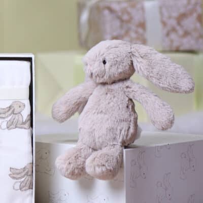 Personalised Jellycat bashful beige bunny and muslin gift set Personalised Baby Comforter Gift Sets 2