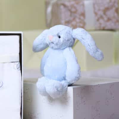 Personalised Jellycat bashful blue bunny and muslin gift set Easter Gifts 2
