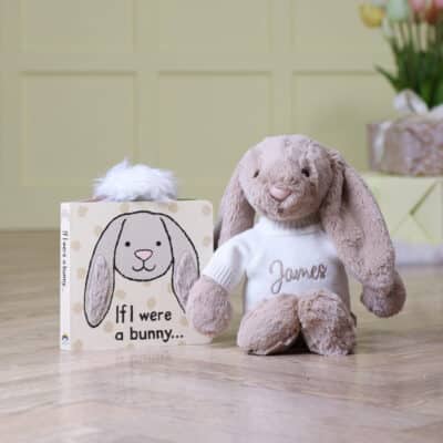 Personalised Jellycat beige bashful bunny and If I were a bunny book Book & Soft Toy Gift Sets 2