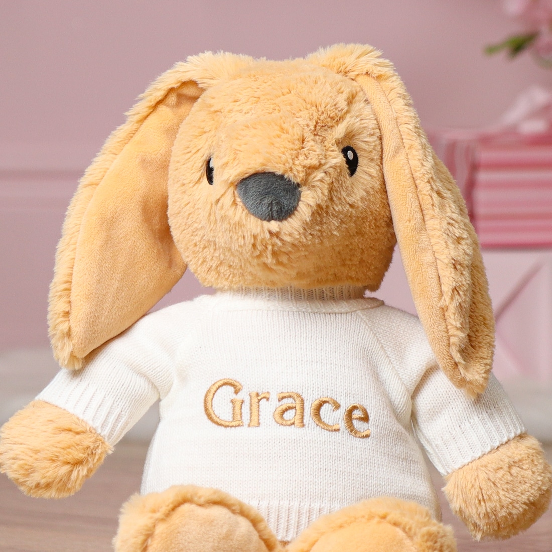 yellow bunny plush toy personalised