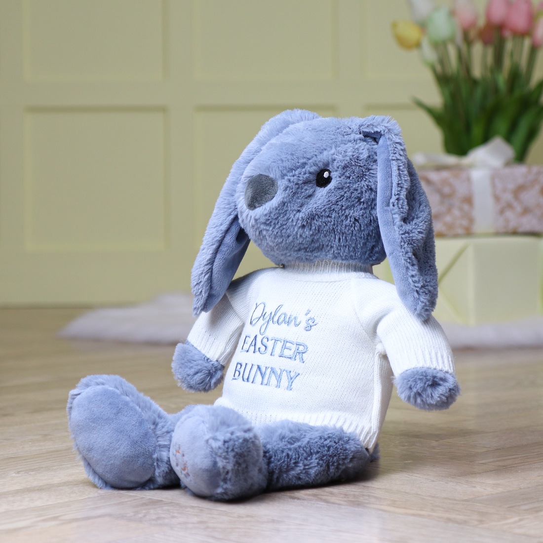blue easter bunny plush toy