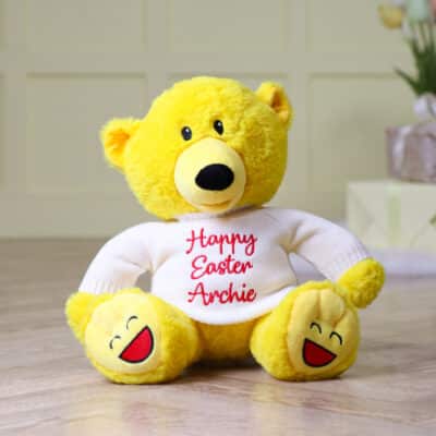 Personalised Mood Bear – Large Happy Bear with Easter jumper Easter Gifts 2