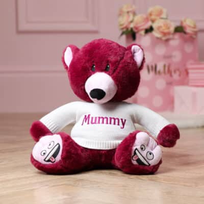 Personalised Mood Bear – Large Silly Bear with Mother’s Day jumper Mother's Day Gifts