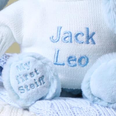 Personalised My First Steiff Hoppie Rabbit blue soft toy Personalised Bunnies 2