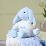 Personalised My First Steiff Hoppie Rabbit blue soft toy Baby Shower Gifts 6
