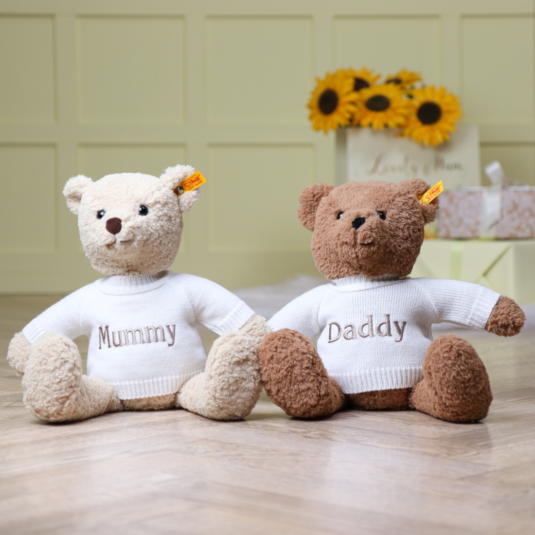 personalised daddy and mummy sweater teddy bear