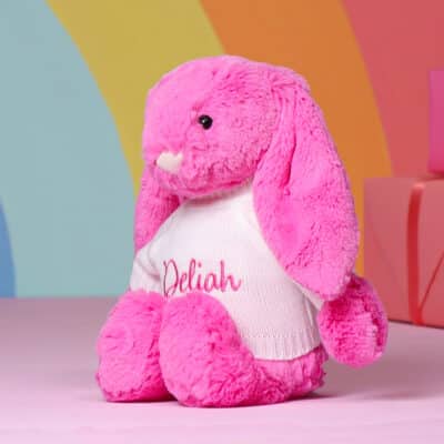 Personalised Jellycat hot pink bashful bunny soft toy Baby Shower Gifts 3