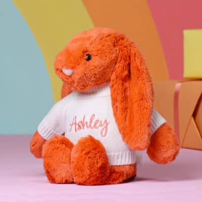 Personalised Jellycat tangerine bashful bunny soft toy Easter Gifts 3