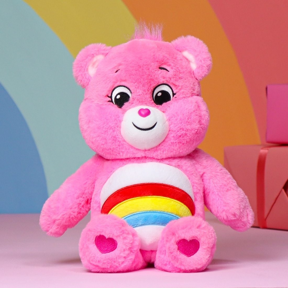 pink rainbow care bear plush toy