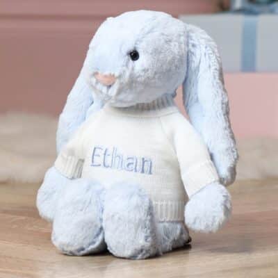 Personalised Jellycat pale blue bashful bunny soft toy Christmas Gifts 3