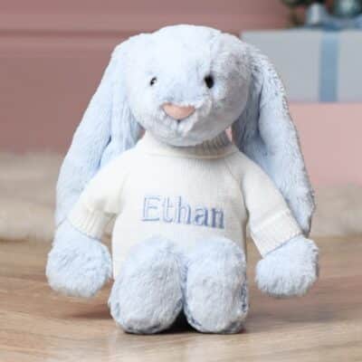 Personalised Jellycat pale blue bashful bunny soft toy Christmas Gifts