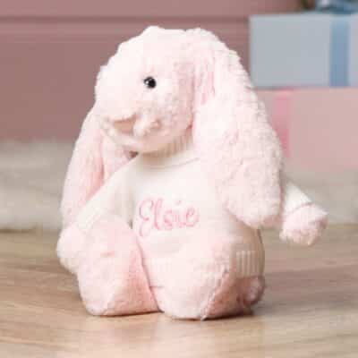 Personalised Jellycat pale pink bashful bunny soft toy Baby Shower Gifts 3
