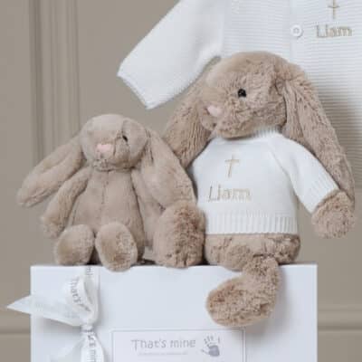 Personalised Christening Baptism Jellycat beige bashful bunny Christening Gifts 2