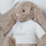 Personalised Christening Baptism Jellycat beige bashful bunny Christening Gifts 4
