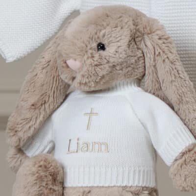 Personalised Christening Baptism Jellycat beige bashful bunny Christening Gifts 3