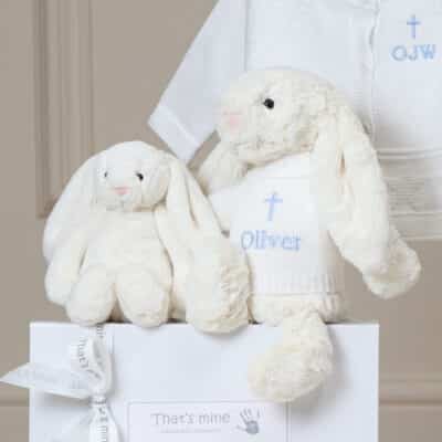 Personalised Christening Baptism Jellycat cream bashful bunny Christening Gifts 2