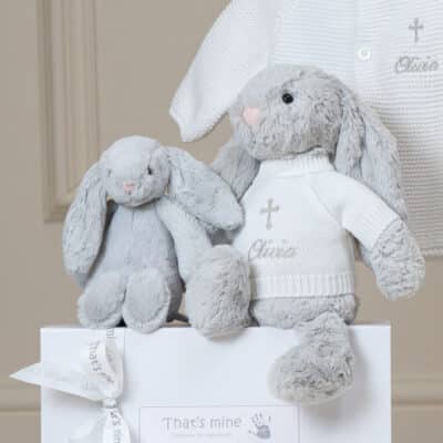Personalised Christening Baptism Jellycat silver bashful bunny Christening Gifts 2