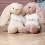 Personalised Jellycat medium bashful luxe rosa bunny Baby Shower Gifts 5