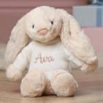 Personalised Jellycat medium bashful luxe willow bunny Baby Shower Gifts 3