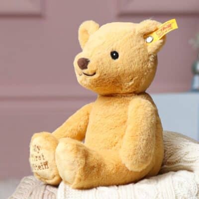 Personalised My First Steiff cuddly friends teddy bear tan soft toy Baby Shower Gifts 2