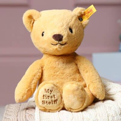 My First Steiff cuddly friends teddy bear gold soft toy Baby Shower Gifts