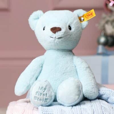 My First Steiff cuddly friends teddy bear blue soft toy Personalised Teddy Bears