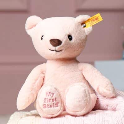 My First Steiff cuddly friends teddy bear pink soft toy Personalised Teddy Bears