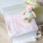 Toffee Moon personalised luxury cable baby blanket and Piglet soft toy Baby Gift Sets 8