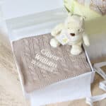 Toffee Moon personalised luxury cable baby blanket and Winnie the Pooh soft toy Baby Gift Sets 8